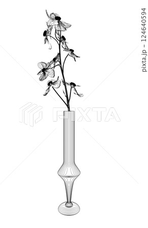 Outline of Flowers line drawing vector art in a vase for decoration. Line flower bouquets in vases, vector illustration Outline of Flowers line drawing vector art in a vase for decoration. Line flower bouquets in vases, vector illustration 124640594