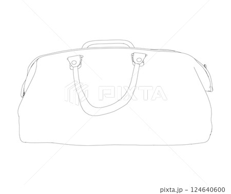 Outline Leather handbags. Luxury modern hand bag with handle, clutch and accessory vector illustration. Cosmetic case bag, Travel toiletry portable bag with handle, small zip bag vector template Outline Leather handbags. Luxury modern hand bag with handle, clutch and accessory vector illustration. Cosmetic case bag, Travel toiletry portable bag with handle, small zip bag vector template 124640600