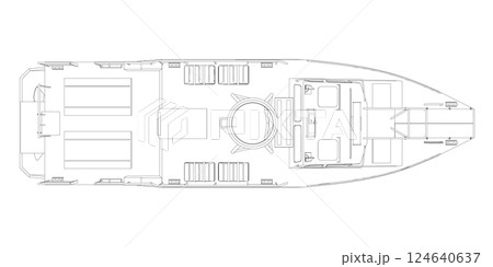 Warship icon outline. Military ships and naval vessels. isolated vector images. Military ship outline vector. Military vehicle template vector isolated on white. 124640637