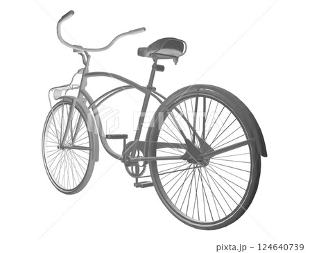 Polygonal vintage bicycle, vector. Black and white retro bicycle. 3D 124640739
