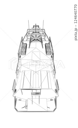 Warship icon wireframe. Military ships and naval vessels. isolated vector images. Military ship wireframe vector. Military vehicle template vector isolated on white. 3D. 124640770