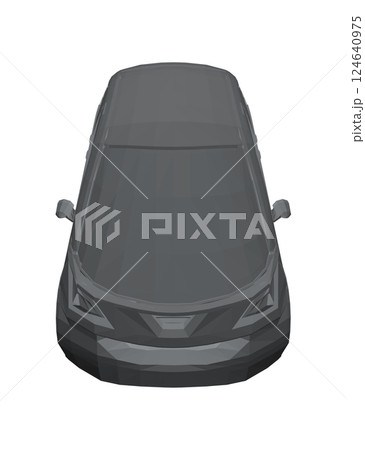 Vector illustration of gray polygonal small car. City car polygonal. Blank compact car template for branding or advertising. Food delivery car. 3D 124640975