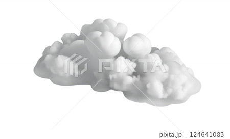 Clean isolated white cloud on transparent background high-quality 3D rendering PNG 124641083