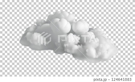 Clean isolated white cloud on transparent background high-quality 3D rendering PNG 124641083