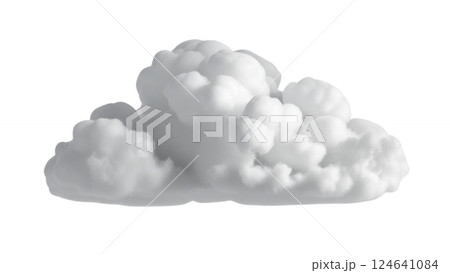 Clean isolated white cloud on transparent background high-quality 3D rendering PNG 124641084