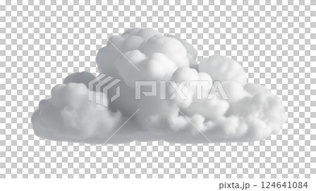 Clean isolated white cloud on transparent background high-quality 3D rendering PNG 124641084