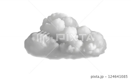 Clean isolated white cloud on transparent background high-quality 3D rendering PNG 124641085