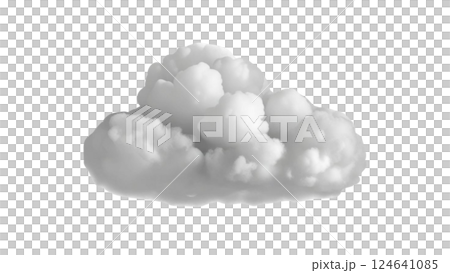 Clean isolated white cloud on transparent background high-quality 3D rendering PNG 124641085