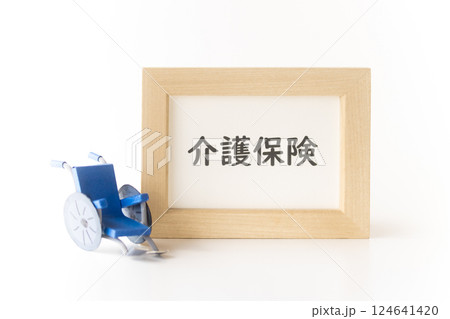 介護保険のフレームとペーパークラフトの車椅子 124641420