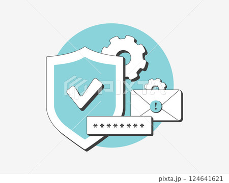 E-mail phishing attack prevention, cybersecurity awareness and advanced protection against email malware and scams. Identify threats and secure personal data. E-mail phishing vector illustration 124641621
