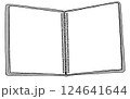 開かれた無地のリングノートのモノクロイラスト 124641644