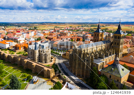 Aerial view of Astorga, Spain 124641939