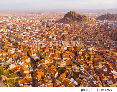 Aerial view of Afyonkarahisar cityscape on sunny winter day, Turkey 124642031