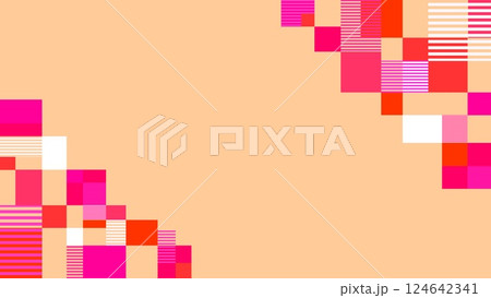 幾何学模様　フレーム　四角形　ボーダー　カラフル　オレンジ色 124642341