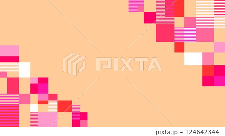 幾何学模様　フレーム　四角形　ボーダー　カラフル　オレンジ色 124642344