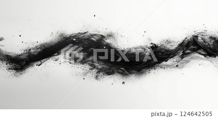 Monochrome lines and ink splashes create a striking composition with high contrast 124642505