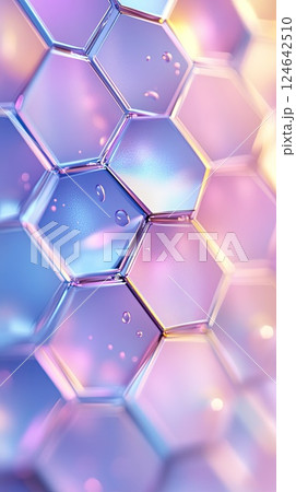 Hexagonal abstract background with pastel gradients and soft textures for modern design 124642510