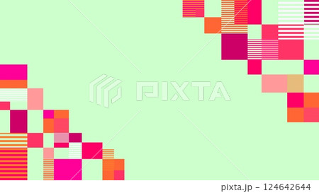 幾何学模様　フレーム　四角形　ボーダー　カラフル　ミントグリーン 124642644