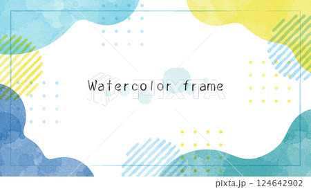ゆるやかなウォーターカラーのフレーム。水彩の背景。お洒落なウォーターカラーの壁紙。 124642902