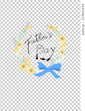 Father's Day hand-drawn English text and flower frame Father's Day hand-drawn English text and flower frame 124642934