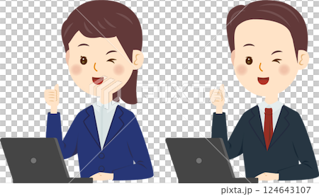 Computer men and women good thumbs up 124643107