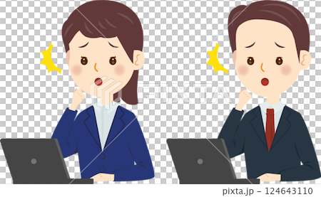 電腦困擾男女 124643110