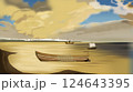 Surreal Seaside Landscape with Boats illustration 124643395