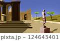 Classical Courtyard with Statues and Arches illustration 124643401