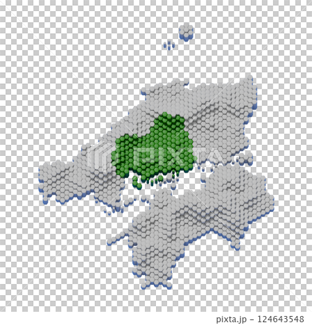 廣島縣的蜂巢狀地形圖 廣島縣的蜂巢狀地形圖 124643548