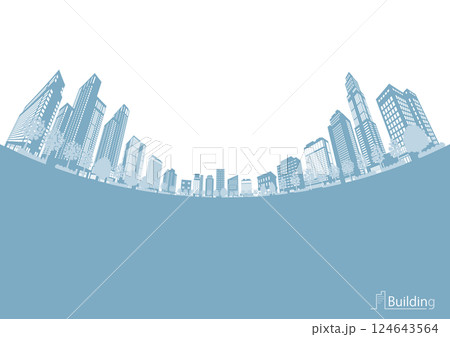 街並みのシルエットイラスト. 大都市のイメージイラスト. 124643564