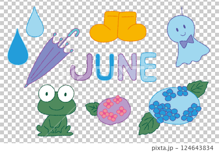 雨季插畫素材集，顏色，以主線為 124643834