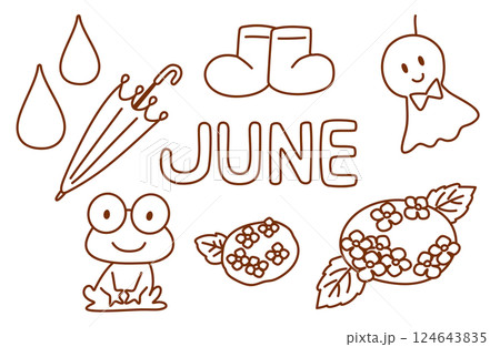 梅雨のイラスト素材セット 梅雨のイラスト素材セット 124643835