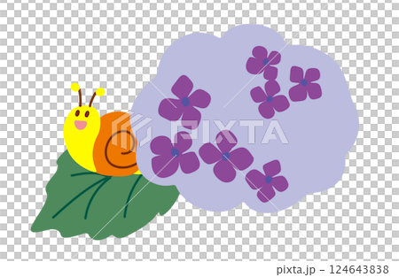 Hydrangea and snail illustration, color 124643838