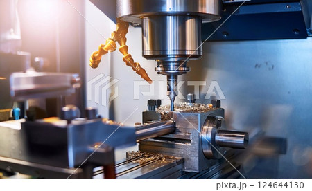 CNC milling machine processing on steel CNC milling machine processing on steel 124644130