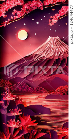 富士山と桜 10 124644477