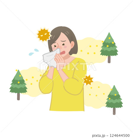 花粉症で苦しむ女性 花粉症で苦しむ女性 124644500