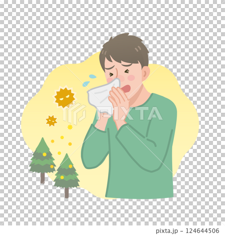 一個患有花粉症的人 一個患有花粉症的人 124644506