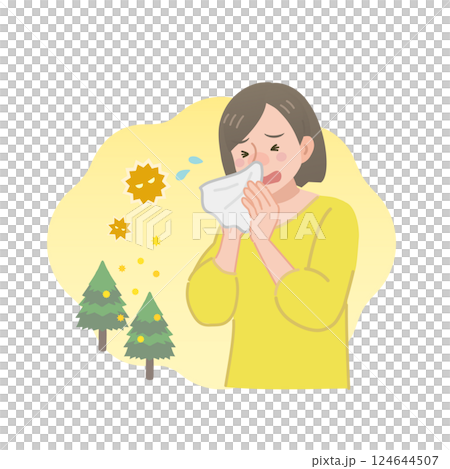 患有花粉症的婦女 患有花粉症的婦女 124644507