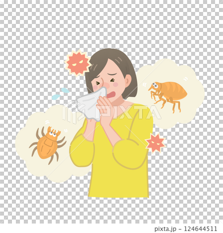 A woman suffering from allergies caused by house dust A woman suffering from allergies caused by house dust 124644511