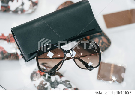 Close up view of brand new glasses that is in the store Close up view of brand new glasses that is in the store 124644657