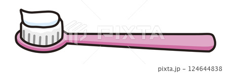 歯磨き粉の乗った歯ブラシのイラスト 124644838