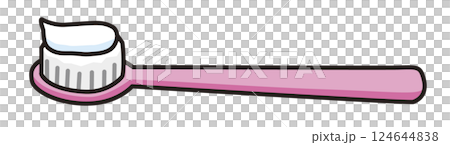 Illustration of a toothbrush with toothpaste Illustration of a toothbrush with toothpaste 124644838