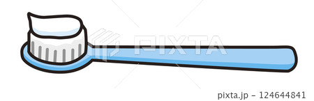 歯磨き粉の乗った歯ブラシのイラスト 124644841