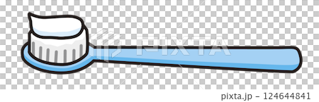 歯磨き粉の乗った歯ブラシのイラスト 124644841