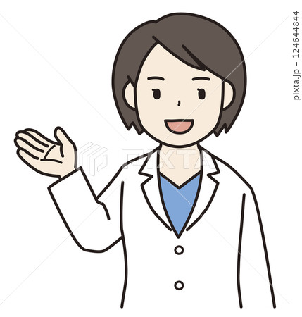 案内する白衣の女性 124644844
