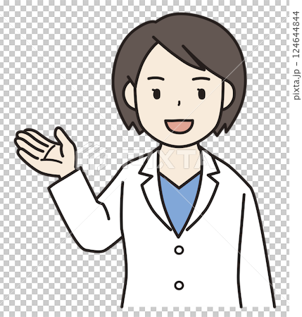 案内する白衣の女性 124644844