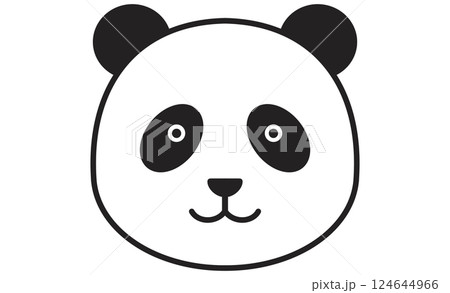 かわいいパンダの顔イラスト素材・白黒線画デザイン かわいいパンダの顔イラスト素材・白黒線画デザイン 124644966