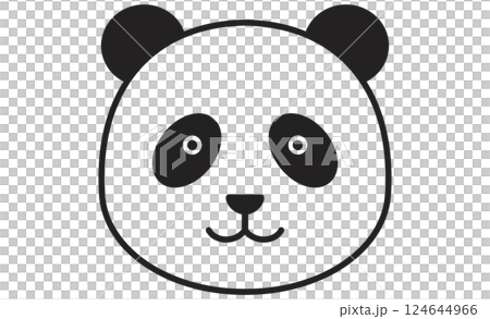 かわいいパンダの顔イラスト素材・白黒線画デザイン かわいいパンダの顔イラスト素材・白黒線画デザイン 124644966