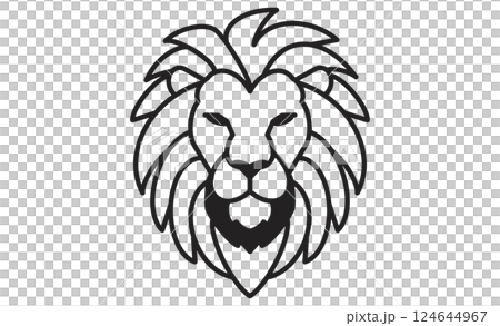 獅子臉插圖圖示與華麗的鬃毛 獅子臉插圖圖示與華麗的鬃毛 124644967