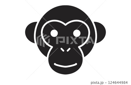 かわいいサルの顔のシンプルな線画イラスト かわいいサルの顔のシンプルな線画イラスト 124644984